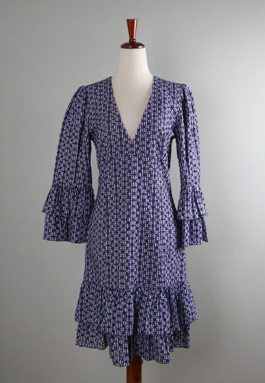 MICHAEL KORS COLLECTION Embroidered Eyelet Gingham Floral Dress Size 8